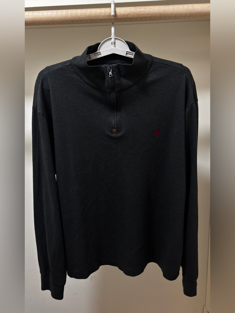 Ralph Lauren Men’s Black Half-Zip Sweater with Red Polo Logo